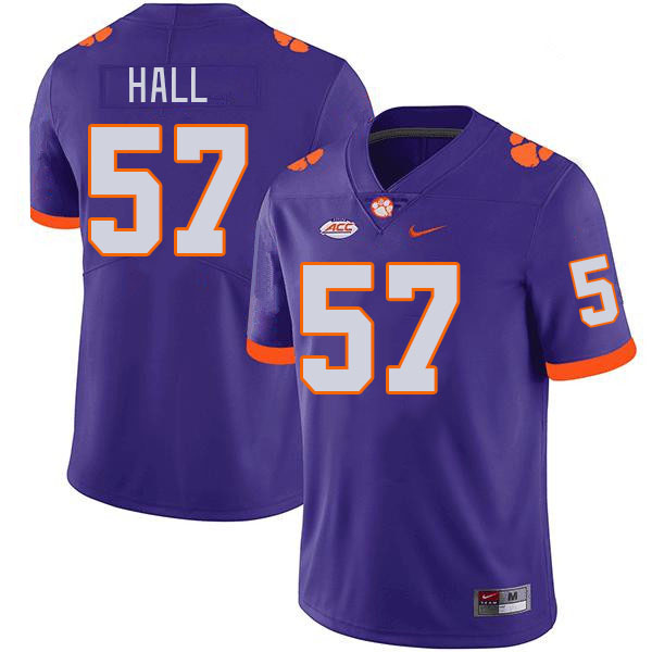 Men #57 Jackson Hall Clemson Tigers College Football Jerseys Stitched-Purple